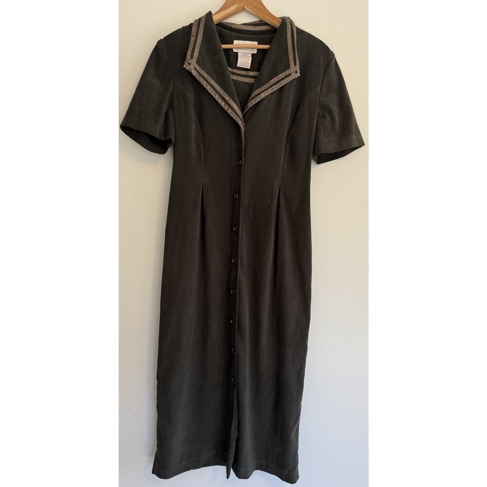 Miss Dorby Green Velvent SZ 10 Victorian Style Dress Short Sleeve‎ Long Maxi